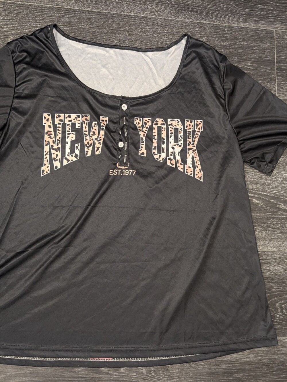 Black "New York" Graphic Scoop Neck Top